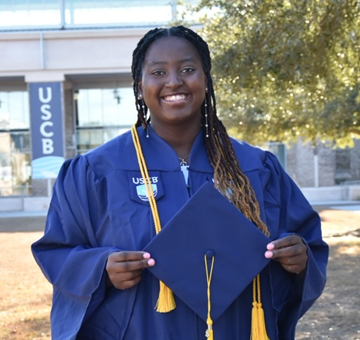 Danisha Moise in graduation gown Danisha Moise in graduation gown