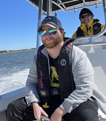 Patrick Jones on a boat