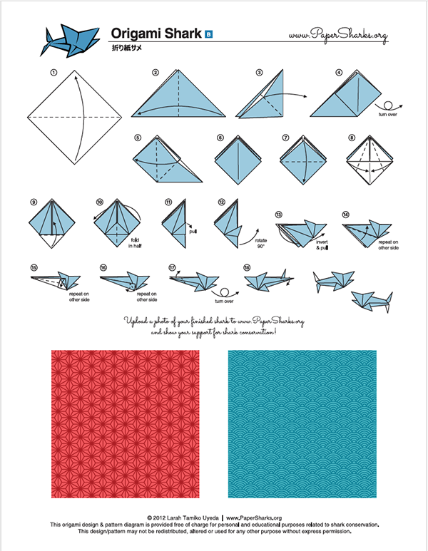 Folding instructions origami shark