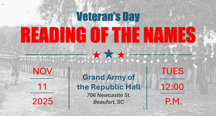 Veterans Day Reading of the Names Nov 11, 2025 An image of Civil War soldiers advertising a Veterans Day event on Nov 11, 2025
