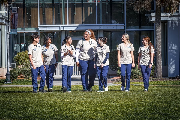 nursing students walking 