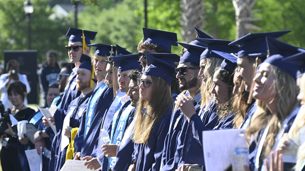 Commencement students in line