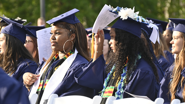 Graduation students in crowd