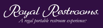 Royal Restrooms logo. A regal portable restroom experience