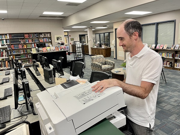Faculty at Beaufort Library Using Machine