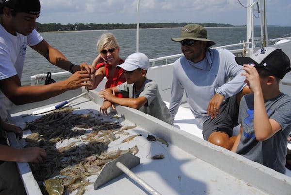 Shrimper with students