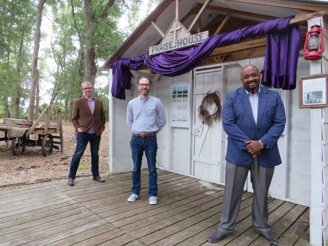 Brian Canada, chair of USCB’s Department of Computer Science; Brent Morris, director of the USCB Institute of the Study of the Reconstruction Era; and Ahmad Ward, executive director of Historic Mitchelville Freedom Park, are working together with faculty from Florida Atlantic University to develop an augmented reality (AR) tour at the historic site on Hilton Head Island. Brian Canada, chair of USCB’s Department of Computer Science; Brent Morris, director of the USCB Institute of the Study of the Reconstruction Era; and Ahmad Ward, executive director of Historic Mitchelville Freedom Park, are working together with faculty from Florida Atlantic University to develop an augmented reality (AR) tour at the historic site on Hilton Head Island.