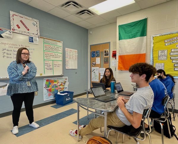 Mary Katherine Schramm in the classroom.