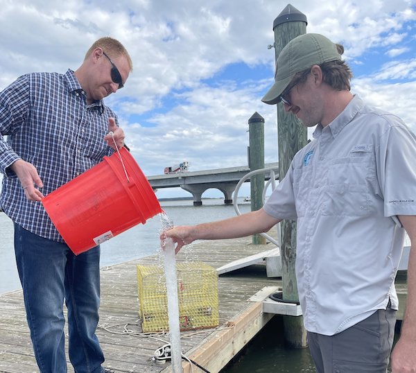 Dr. Tye Pettay, assistant professor of Biological Oceanography at USCB and Chris Kehrer of the Port Royal Sound Foundation, measure turbidity in the Chechessee River. Dr. Tye Pettay, assistant professor of Biological Oceanography at USCB and Chris Kehrer of the Port Royal Sound Foundation, measure turbidity in the Chechessee River.