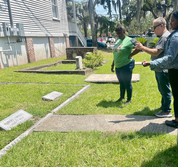 Student at Robert Smalls grave