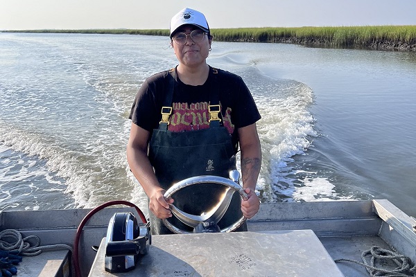 Student on boat Student on boat
