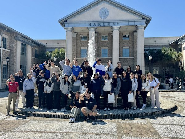 Students do fins up Students do fins up