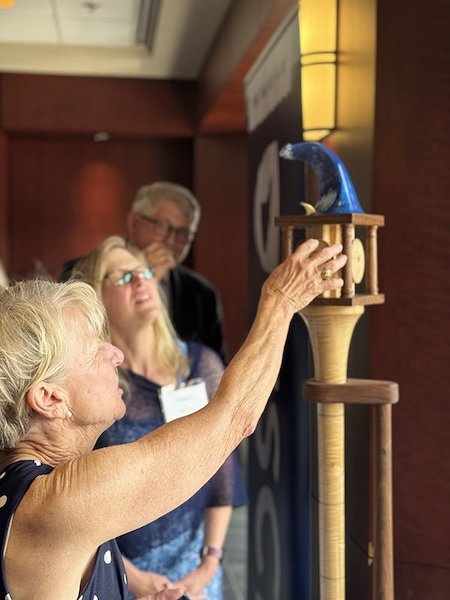 Sharon Stewart touches new mace