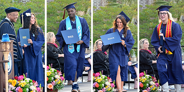 graduates walking across stage