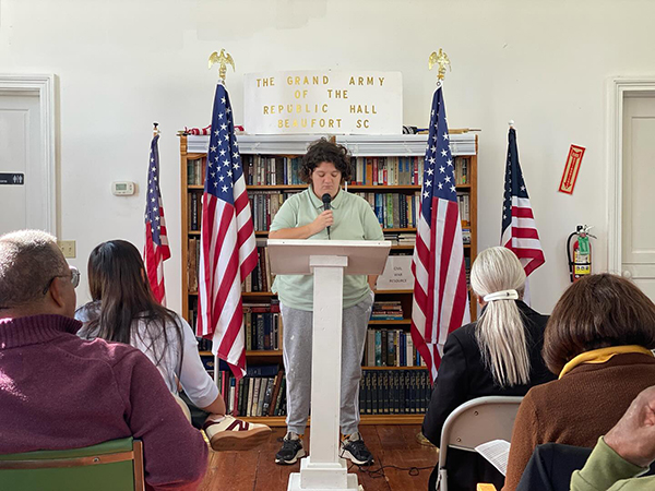 Student reading names