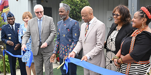 A ribbon cutting ceremony