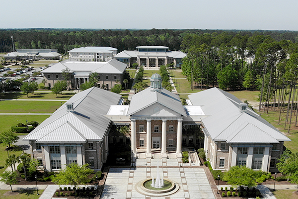 Aerial view of a unversity campus