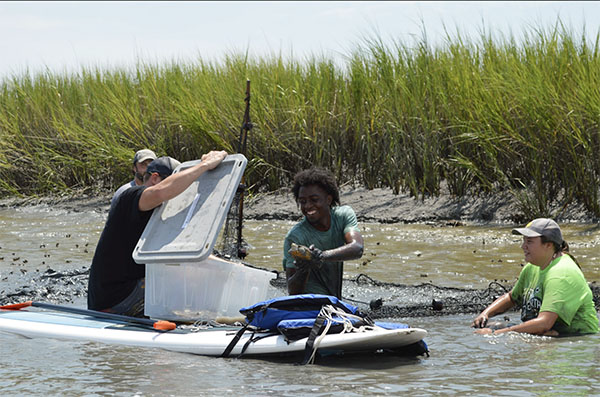 Jake Zadik - back left John Alexander - paddle board, Coastal Expeditions Ty Tobias - Clemson, MS student Katalaya Brandenburg - Fripp Intern Jake Zadik - back left John Alexander - paddle board, Coastal Expeditions Ty Tobias - Clemson, MS student Katalaya Brandenburg - Fripp Intern